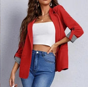 Women's Elegant Slim-Fit Patchwork Lapel Blazer | Autumn Winter Blazer