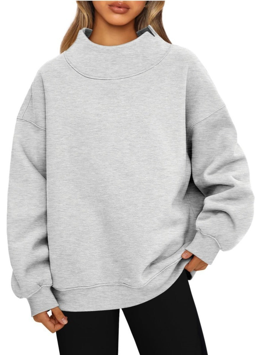 Women's Fleece-Lined High-Neck Sweatshirt | Casual Long Sleeve Pullover