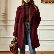 Women's Retro Mid-Length Woolen Coat | Lapel Casual Winter Outerwear