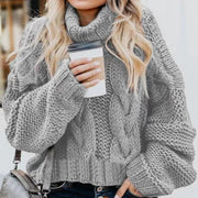 Women's Loose-Fitting Turtleneck Sweater | Long Sleeve Crochet Pullover