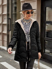 Women's Hooded Slim Fit Fleece Lined Coat | Mid-Length Winter Jacket