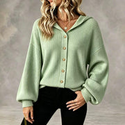 Women's Hooded Knit Cardigan, Button Corduroy Coat – Casual