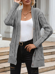 Women's Twist Knit Single-Breasted Cardigan – Casual