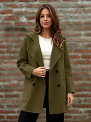 Women's Double-Breasted Wool Coat | Long Sleeve Outerwear