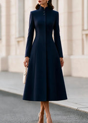 Women's French-Style Stand Collar Trench Coat | Belted A-Line Dress Coat