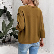 Women's V-Neck Single Breasted Knitted Cardigan – Casual Open-Front Coat