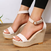 Women's Wedge Straw Woven Ankle-Strap Sandals | Hemp Rope Summer Shoes