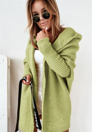 Women's Oversized Bat Sleeve Hooded Cardigan | Loose Knit Sweater