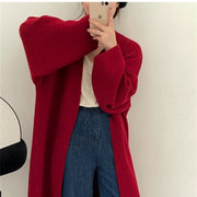 Loose Contrast Stitch Cardigan | Women's Long Sleeve Knit Top