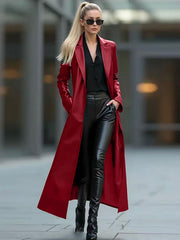 Faux Leather Long Coat | Women's Loose Urban Jacket