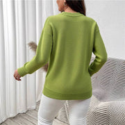 Women's Vintage Loose Crew-Neck Knit Cardigan Top – Autumn/Winter Casual