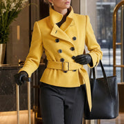 Women's High-Collar Waist-Slimming Wool Coat | Elegant Outerwear