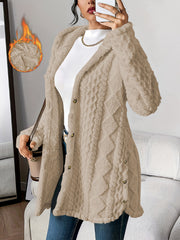 Women's Hooded Fuzzy Fleece | Button Down Plush Winter Cardigan