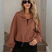 Women's Loose High Collar Zip-Up Jacket | Autumn Winter Outerwear