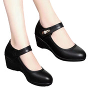 Women's Soft Bottom Non-Slip Wedge Pumps | Comfortable Leather Casual Shoes