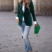 Women's Velvet Lapel Suit Jacket | Slim Single-Breasted Business Blazer
