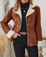 Women's Warm Faux Fur Lapel Jacket | Casual Pocket Outerwear