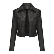Women's Thin Multi-Pocket Faux Leather Cardigan Jacket | Outerwear