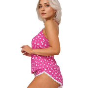 Women's Suspender Shorts Pajama Set | Sleeveless Lightweight Polyester Homewear
