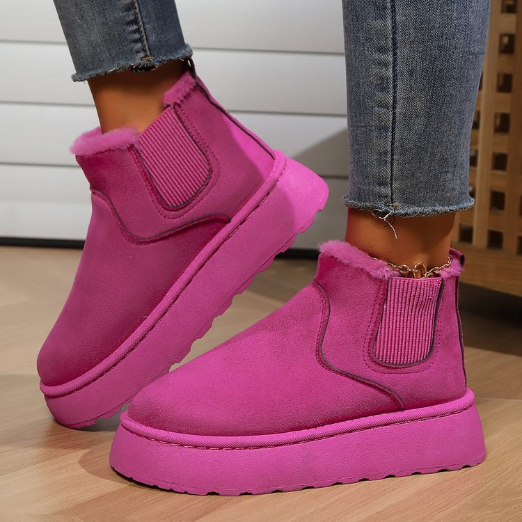 Women's Winter Snow Boots | Flat Thick-Soled Plush Ankle Boots