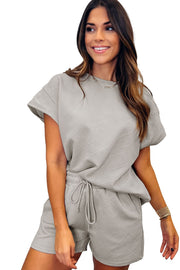 Women's Casual Suit – Plaid Waist-Cinching Top & Shorts Set
