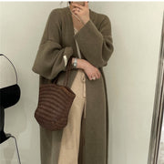 Loose Contrast Stitch Cardigan | Women's Long Sleeve Knit Top