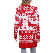 Women's Elk Snowflake Embroidered Knit Cardigan – Winter Casual
