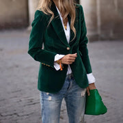 Women's Velvet Lapel Suit Jacket | Slim Single-Breasted Business Blazer