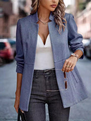 Women's Slim Fit Jacquard Woolen Coat | Elegant Outerwear