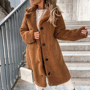 Women's Long-sleeved Lapel Plush Jacket | Cozy Winter Cardigan Top