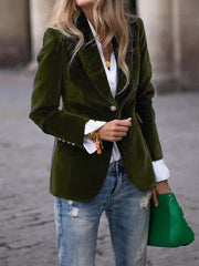 Women's Velvet Lapel Suit Jacket | Slim Single-Breasted Business Blazer