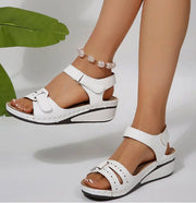 Women's Large Size Peep Toe Roman Sandals | Casual Wedge Velcro Shoes