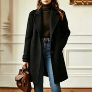 Women's Retro Mid-Length Woolen Coat | Lapel Casual Winter Outerwear