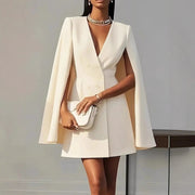 European And American  Cross-Border Autum Work Clothing Double-Breasted Shawl Cloak Pure Color Suit Dress Women's Clothing