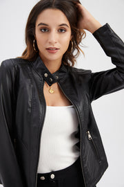 Women's PU Leather Motorcycle Jacket