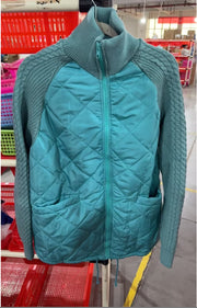 Women's Winter Stand Collar Cotton Jacket | Knitted Stitching Zipper Coat