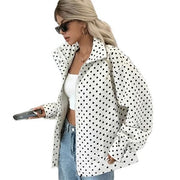 Women's Polka-Dot Relaxed-Fit Short Coat | Casual Zip-Up Outerwear