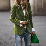 Women's Velvet Lapel Suit Jacket | Slim Single-Breasted Business Blazer