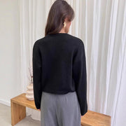 Women's Lace-Up Loose Knit Cardigan, Solid Color Sweater – Casual