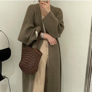 Loose Contrast Stitch Cardigan | Women's Long Sleeve Knit Top