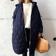 Women's Diamond Lattice Hooded Cotton Coat | Street Style Winter Jacket