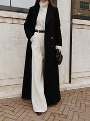 Women's Long Solid Color Woolen Coat | Casual Winter Outerwear