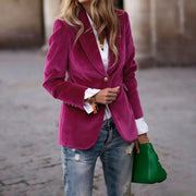 Women's Velvet Lapel Suit Jacket | Slim Single-Breasted Business Blazer