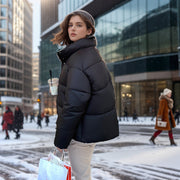 Women's Short Loose Lapel Down Cotton Jacket | Thickened Winter Coat