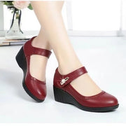 Women's Soft Bottom Non-Slip Wedge Pumps | Comfortable Leather Casual Shoes