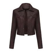 Women's Thin Multi-Pocket Faux Leather Cardigan Jacket | Outerwear
