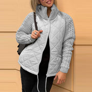 Women's Winter Stand Collar Cotton Jacket | Knitted Stitching Zipper Coat
