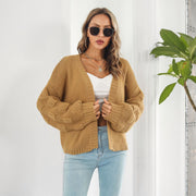 Women's Puff Sleeve Chunky Knit Cardigan | Front Cardigan