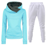 Women's Plush Hooded Sportswear Suit – Two-Piece Set with Pockets