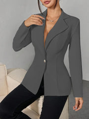 Women's Waist-Cinching Single-Button Blazer | Lapel Outerwear